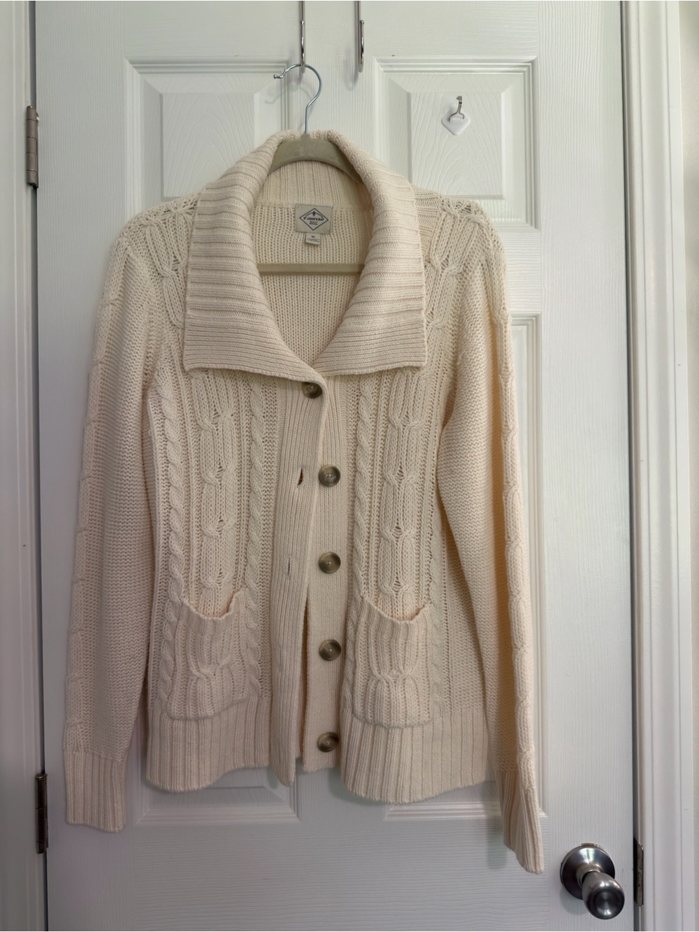 St. John's Bay Cream Cable-Knit Shawl Collar Cardigan size XL - Picture 2 of 9